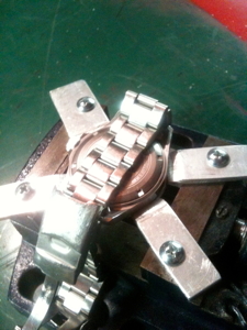 Vise with watch face down